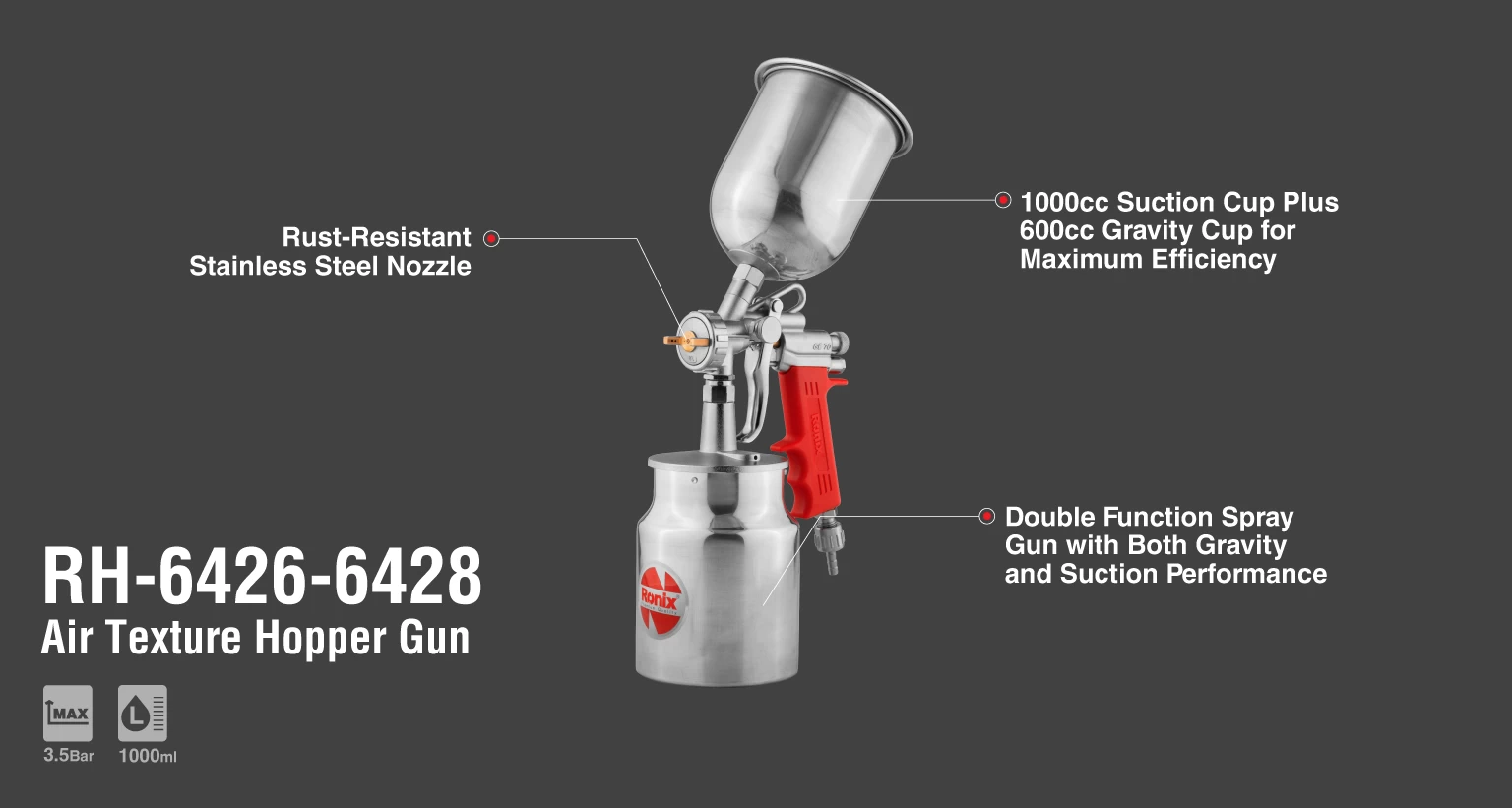 پیستوله بادی دو کاسه سایز RH-6428 1.8