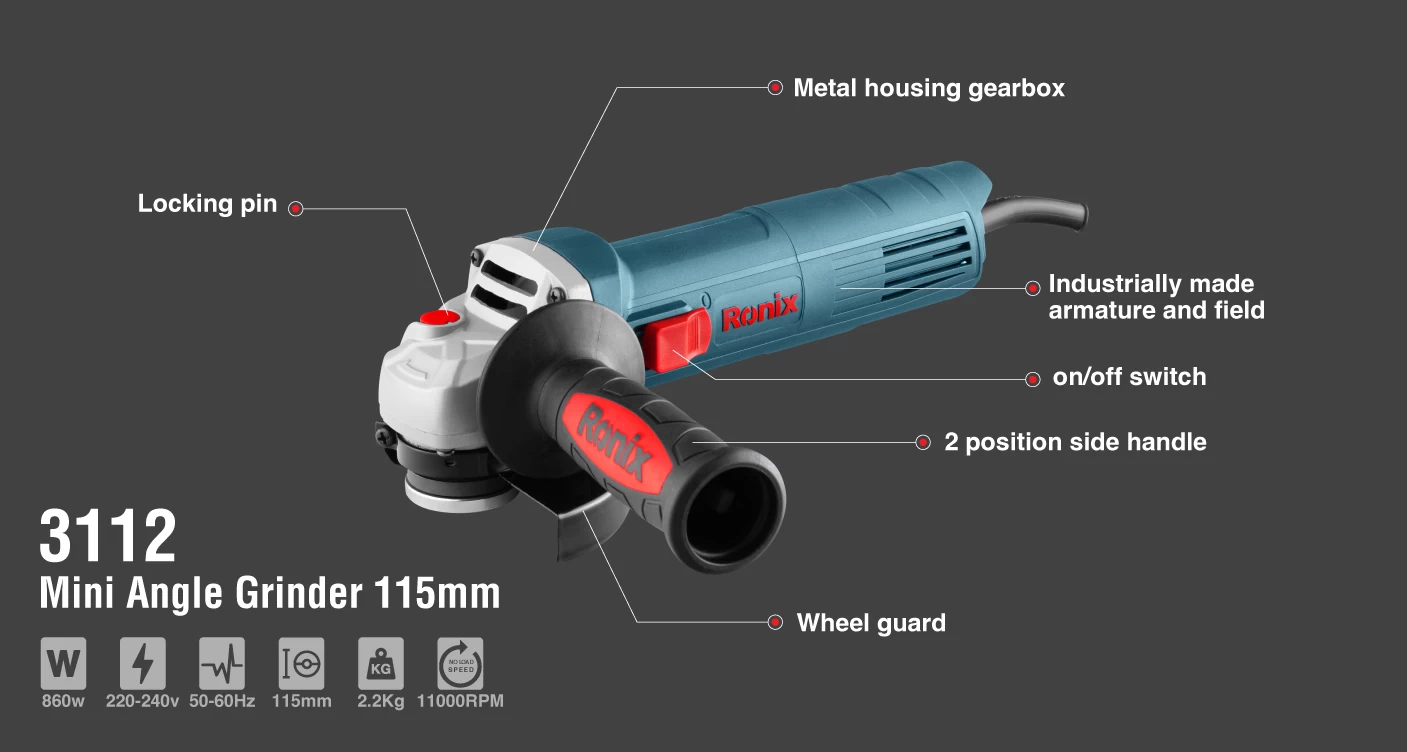 مینی فرز برقی 115 میلی‌متری 860 وات