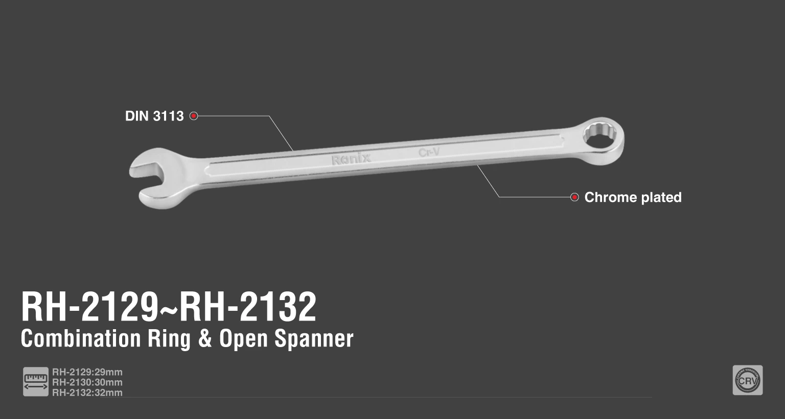 آچار یک سر تخت و یک سر رینگ 29 میلی متری RH-2129