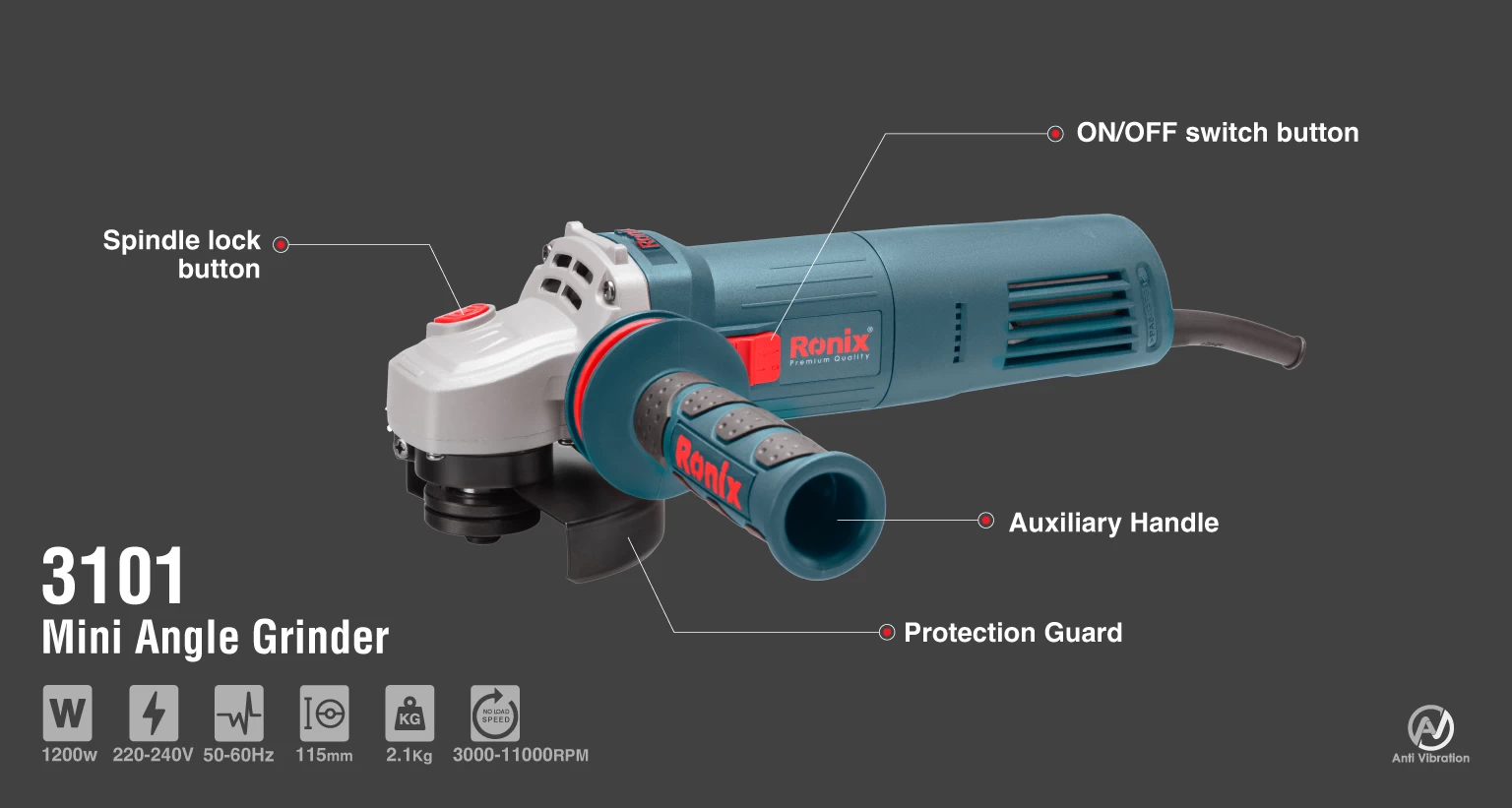 مینی فرز 1200 وات 115 میلی متری
