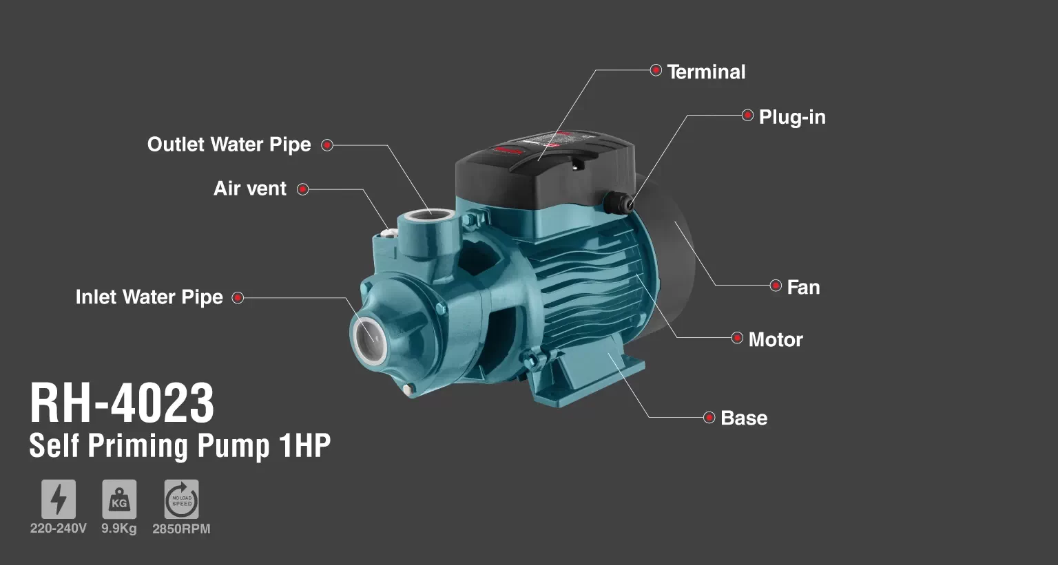 الکتروپمپ 1 اسب بخار محیطی RH-4023